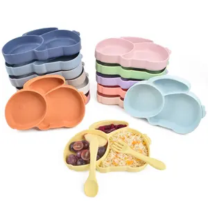 Platos de silicona para bebés, tazón para plato de silicona, alimentación para niños, comida, comer, platos y cuencos para niños, set de artículos