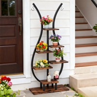 Étagère de rangement en fer à 6 niveaux, style campagnard, écologique, pour palettes, extérieur, jardin, supports pour pots de fleurs en fer forgé