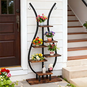 Estante de Almacenamiento de Hierro de 6 Niveles, Estilo Rústico, Ecológico, para Jardín, <span class=keywords><strong>Exterior</strong></span>, Soporte para <span class=keywords><strong>Macetas</strong></span> de Hierro Forjado, Colgante - Product Image 5