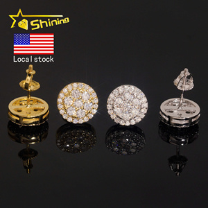 Envío Rápido desde EE. UU., Diseño de Racimo, Plata de Ley S925, Pendientes de <span class=keywords><strong>Tornillo</strong></span> con Diamantes de Imitación Moissanite VVS - Product Image 1