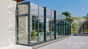 <span class=keywords><strong>Kit</strong></span> de véranda rétractable en aluminium 4 saisons, enclos de piscine coulissant en verre <span class=keywords><strong>sur</strong></span> <span class=keywords><strong>mesure</strong></span>, solarium de patio, maison en verre pour piscine - Product Image 4