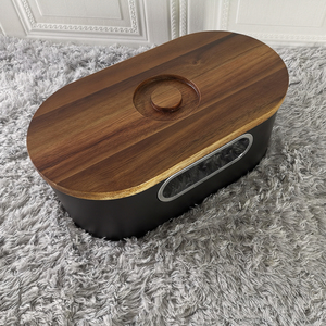 HOUSELIN Kitchen Tool Large <strong>Bread</strong> <strong>Bin</strong> and Canisters Black Metal Steel <strong>Bread</strong> Storage Box With Bamboo Lid <strong>Wooden</strong> Cutting Board - Product Image 4