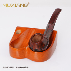 Muxiang Solid Wood <b>Pipe</b> Rack Two Slot Display <b>Stand</b> Polished Eco Friendly - Product Image 3
