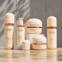 Ensemble de flacons et pots cosmétiques cylindriques en ABS personnalisés OEM/ODM pour crème pour le visage, écran solaire, lotion, sérum et autres contenants de soins de la peau