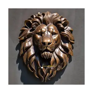 Sculpture tête de lion pour décoration murale Statue murale de lion en bronze 3D pour décoration intérieure Sculpture murale animale personnalisée
