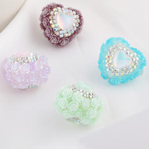 Opale couleur amour Rose boule diamant perle trou droit acrylique pour bricolage téléphone portable porte-clés collier fabrication de bijoux accessoires - Product Image 1