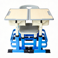 Bureau d'étude moderne pour enfants avec tiroir pour ordinateur portable et crochet pour casque, hauteur réglable anti-pincement pour mobilier scolaire à domicile