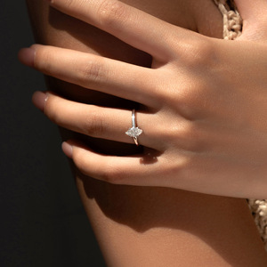 Anillo de Joyería <span class=keywords><strong>Eternity</strong></span> de Lujo Ligero con Forma de Marquesa para Boda, Plata de Ley 925 con Moissanita, Anillo Elegante para Mujer - Product Image 2