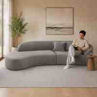 Modernes Mittelgraues Gebogenes Modulares Sofa mit Hoher Gebogener Rückenlehne für Wohnzimmer