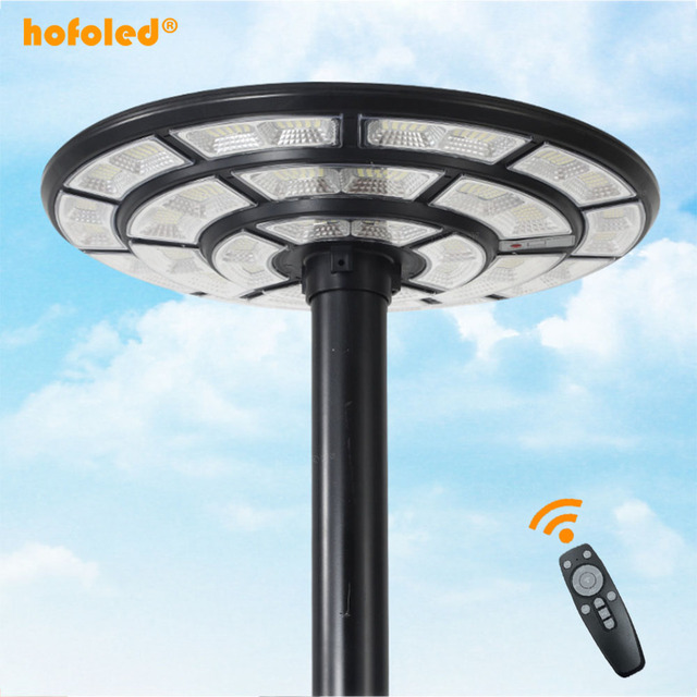 High Brightness Outdoor Waterproof Solar Flagpole Lights Courtyard Lamp Round All in One Integrated UFO Solar Street Light