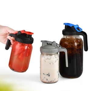 32OZ Mason Jar Jarra con tapa y pico 60 OZ Leche de vidrio para leche Jarra de vidrio Sun Tea Jarra Boca ancha Botella de vidrio de agua - Product Image 4