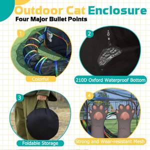 Tunnel pliable pour chat, maison portable pour chat, <span class=keywords><strong>toit</strong></span> en tissu Oxford respirant et imperméable, utilisable en intérieur et en extérieur toute l'année, <span class=keywords><strong>tente</strong></span> pour animaux <span class=keywords><strong>de</strong></span> compagnie - Product Image 6
