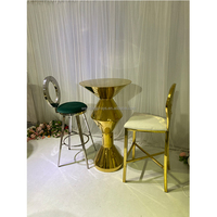 Table de bar à cocktails sur pieds hauts en acier inoxydable doré pour la décoration d'événements de mariage KAVI