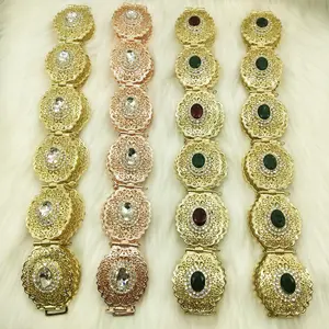 C Phụ Nữ Caftan Morocco Vành Đai Vàng Màu Đỏ Màu Xanh Lá Cây Đá Dân tộc Wedding Dress Kaftan Abaya Kim Loại Eo Chuỗi Đồ Trang Sức - Product Image 1