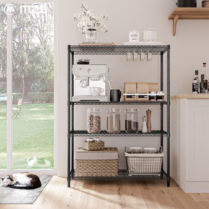 Étagères de rangement MZG pour la maison et le garage, montage sans outil, métal robuste, 4 niveaux, chromées, réglables, en fil métallique - Product Image 3