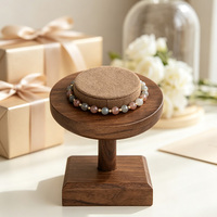 Support de présentation de bijoux en bois, socle rond avec coussin en velours pour collier, bracelet, bague, comptoir de boutique, présentation de cadeaux