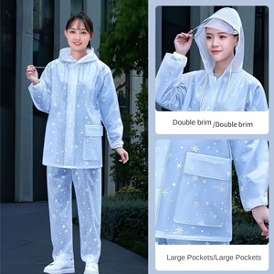 Ensemble imperméable et pantalon de pluie en PVC pour <span class=keywords><strong>femme</strong></span>, entièrement enduit de colle, épaissi, anti-tempête, pour cueillette de thé, pêche, tourisme, <span class=keywords><strong>moto</strong></span> - Product Image 2