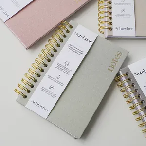 Perlengkapan kantor personalisasi grosir A5 A6 B6 perencana 2024 buku harian dapat dicapai jurnal Linen Notebook spiral