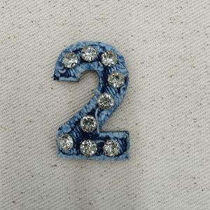 컬러 다이아몬드 라인 석 장식 디지털 패치 천 닳은 가장자리 씻어 데님 패치 손으로 수 놓은 자수. - Product Image 3