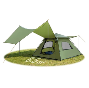 Tente instantanée imperméable <span class=keywords><strong>pour</strong></span> 3-4 personnes avec auvent, design 2-en-1 <span class=keywords><strong>pour</strong></span> le camping en famille, la randonnée en plein air, vente en gros, logo personnalisé OEM - Product Image 1