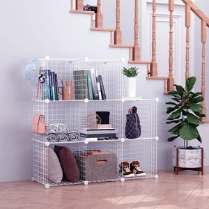 Dây Cube Lưu Trữ 4 Cube Tổ Chức Kim Loại Lưới Lưu Trữ Modular Kệ DIY Tủ Quần Áo Tủ Cho Phòng Khách Stackable <span class=keywords><strong>Cubes</strong></span> Trắng - Product Image 5