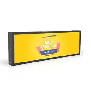 소매점 울트라 와이드 스트레치 LCD 패널 터치 안드로이드 미디어 플레이어 바 선반 가장자리 화면 디지털 간판 광고 디스플레이