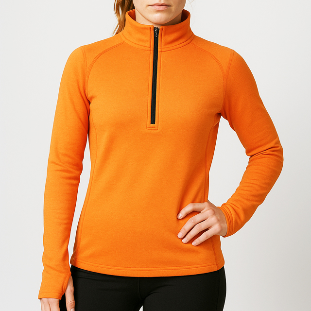 Women's Merino Wool Quarter-Zip Activewear Top Long Sleeve Base Layer For Running, Hiking & Training