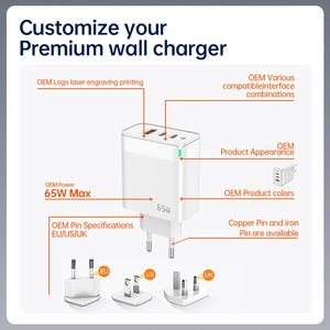 EU/US/UK <strong>Plug</strong> 65W USB-C Mobile Phone Wall <strong>Charger</strong> PD Fast USB Type C Portable Power Supply Adapter for Travel - Product Image 3