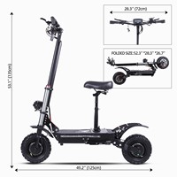 Trottinette électrique tout-terrain 3000W, double moteur, pneus larges de 11 pouces, pliable, pour adulte, 60V 38Ah, 53 mph, longue autonomie