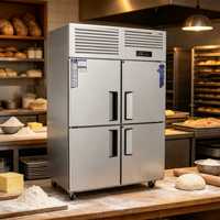 Réfrigérateur vertical commercial pas cher pour boulangerie, pâtisserie, hôtel, cuisine, réfrigérateur à quatre portes en acier inoxydable