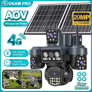 Cámara Solar <span class=keywords><strong>OKAM</strong></span> PRO con Batería de 16000 mAh, 4 Lentes HD, 20MP, Luces, Alarma, Detección Humana Inteligente con IA, Visión Nocturna - Product Image 2