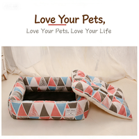 Lit pour animaux de compagnie carré à bords surélevés, pliable, avec housse amovible, lavable en machine, en fibre écologique, pour chiens et chats, toutes saisons