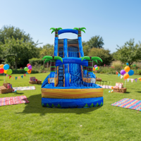 WINSUN Combo gonflable commercial pour adultes, château gonflable avec toboggan aquatique tropical marbré, double toboggan aquatique gonflable, modèle City