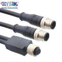 Kabel Y Splitter M12 8 Pin Female ke 2 M12 4 Pin Male Berkode A 0.5m untuk Mendistribusikan Daya dan Sinyal