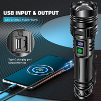 Lampe Torche LED Rechargeable USB-C Super Lumineuse avec 3 Modes, Zoom et Écran d'Alimentation