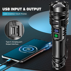 Loại-C có thể sạc lại siêu sáng 3 chế độ Zoomable không thấm nước <span class=keywords><strong>Led</strong></span> đèn pin <span class=keywords><strong>Torch</strong></span> với màn hình hiển thị điện - Product Image 2