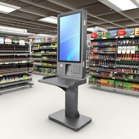 Terminal de paiement pour kiosque de supermarché, système de point de vente, borne tactile de libre-service pour cantine avec plateau métallique