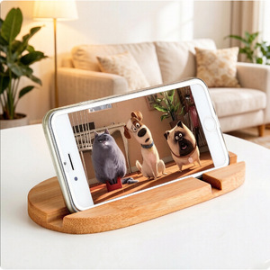 Bamboo Phone <b>Stand</b> Desktop Holder For All Phones Creative Tablet <b>Stand</b> Live Streaming Use - Product Image 1
