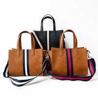 Bolsa feminina clássica com listras ajustável, bolsa feminina de luxo feita em listras ajustável com alça integral, estilo 2022