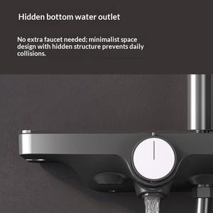 R&T S1 Soporte de Ducha Moderno Cromado de Doble Agarre para Montaje en Pared con Plataforma de Almacenamiento de Vidrio Templado y Barra Deslizante con Salida Inferior Oculta - Product Image 4