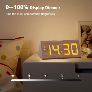 2025 New Arrival Modern Bedroom Home Decor Large LED Display <b>Digital</b> Snooze Wooden Alarm <b>Clock</b> Electric <b>Desk</b> Table <b>Clock</b> - Product Image 3