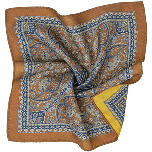 Jacinth Jaune Double Face Imprimé Hanky 100% Laine Mouchoirs de Poche Hommes Mouchoir pour Vente en Gros - Product Image 1