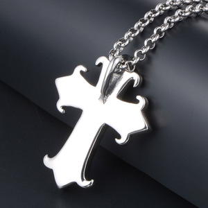 Gothic Retro <b>Cross</b> Skull Pendant Necklace Stainless Steel Men's Fashion Punk Jewelry SP191 - Product Image 3