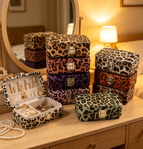 High-End Fashionable Florals Print Leather Creative Portable Rectangular Velvet Lining <b>Jewelry</b> Organizer <b>Box</b> for Rings <b>Necklaces</b> - Product Image 4