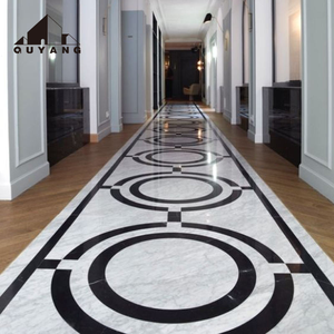 QUYANG casa moderna Hotel Hall pietra di lusso Nero Marquino pavimento in marmo a getto d'acqua medaglioni decorazioni per la casa - Product Image 4