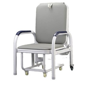 Pinyin <b>Folding</b> Companion Chair Py-P16 Thickened Steel Frame Grey Artificial Leather Hospital Caregiver Chair - Product Image 3