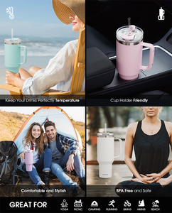 Wholesale 40oz 304 Stainless Steel Vacuum Insulated Tumbler Handle Straw Travel Office Cup Large Capacity Classic Bulk 6-12 - Product Image 3