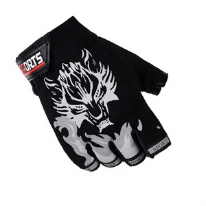 Summer Cycling Gloves <b>Half</b> Finger Polyester Breathable Non <b>Slip</b> Sun Protection Printed Riding Gloves Bicycle Motorcycle Sports - Product Image 3