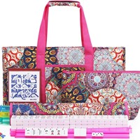 Nouvel ensemble de trois pièces transfrontalier : Sac de rangement pliable en polyester grande capacité pour Mahjong, fourre-tout de voyage moderne et minimaliste