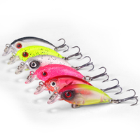 Leurre de pêche artificiel dur en ABS, mini-minnow, 2,6 g, 6 couleurs, avec 10 #   Hameçons triples flottants, leurres réalistes pour la pêche en rivière